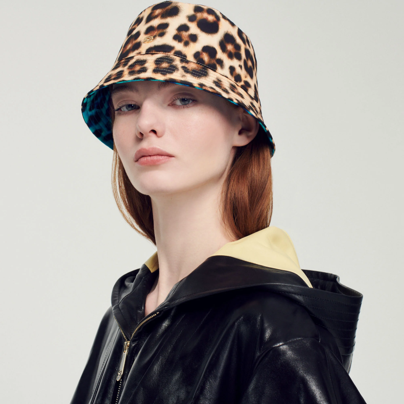 jp Sandro Paris 女性 リバーシブルヒョウ柄ハット ベージュ/ブラック 20D4B580 アクセサリー