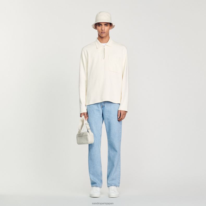 jp Sandro Paris 男性 ジッパーポロシャツ 生成り 20D4B582 衣服