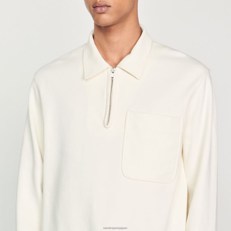 jp Sandro Paris 男性 ジッパーポロシャツ 生成り 20D4B582 衣服