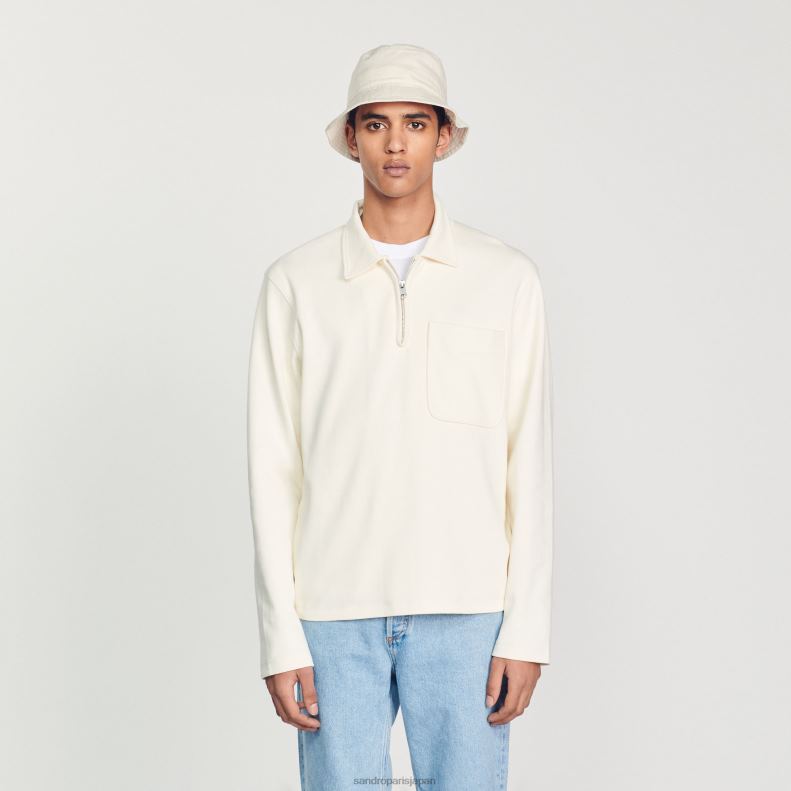 jp Sandro Paris 男性 ジッパーポロシャツ 生成り 20D4B582 衣服
