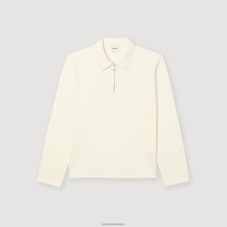 jp Sandro Paris 男性 ジッパーポロシャツ 生成り 20D4B582 衣服