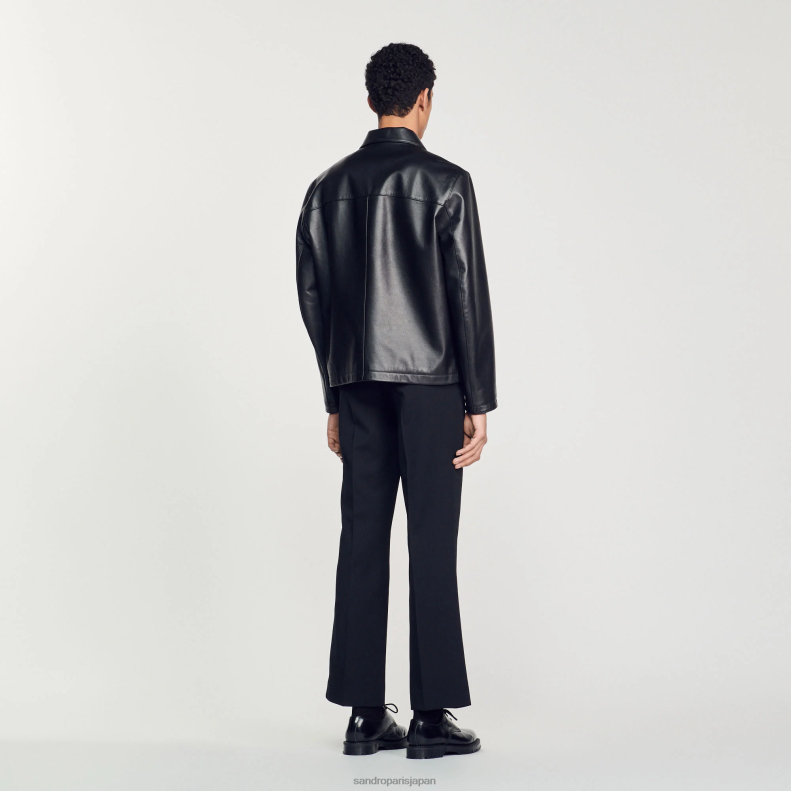 jp Sandro Paris 男性 滑らかなレザージャケット 黒 20D4B583 衣服