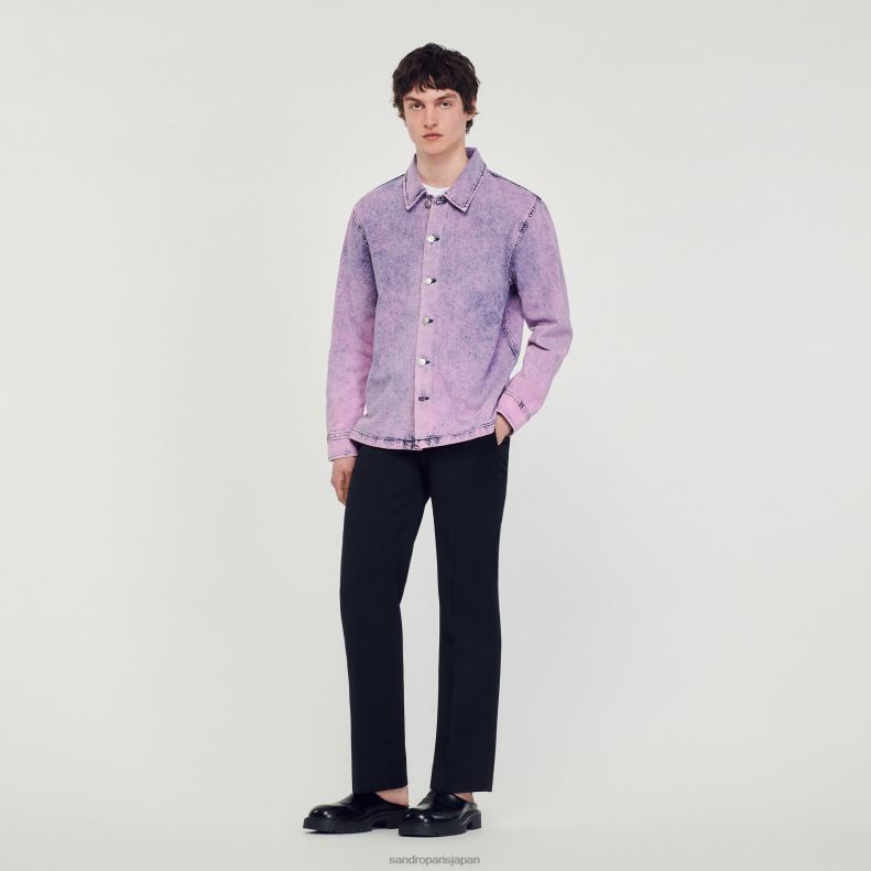 jp Sandro Paris 男性 色あせたワーカージャケット ピンク 20D4B584 衣服