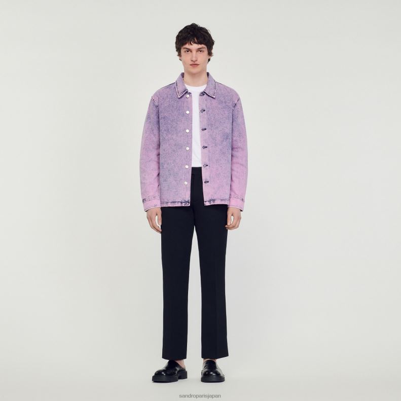 jp Sandro Paris 男性 色あせたワーカージャケット ピンク 20D4B584 衣服