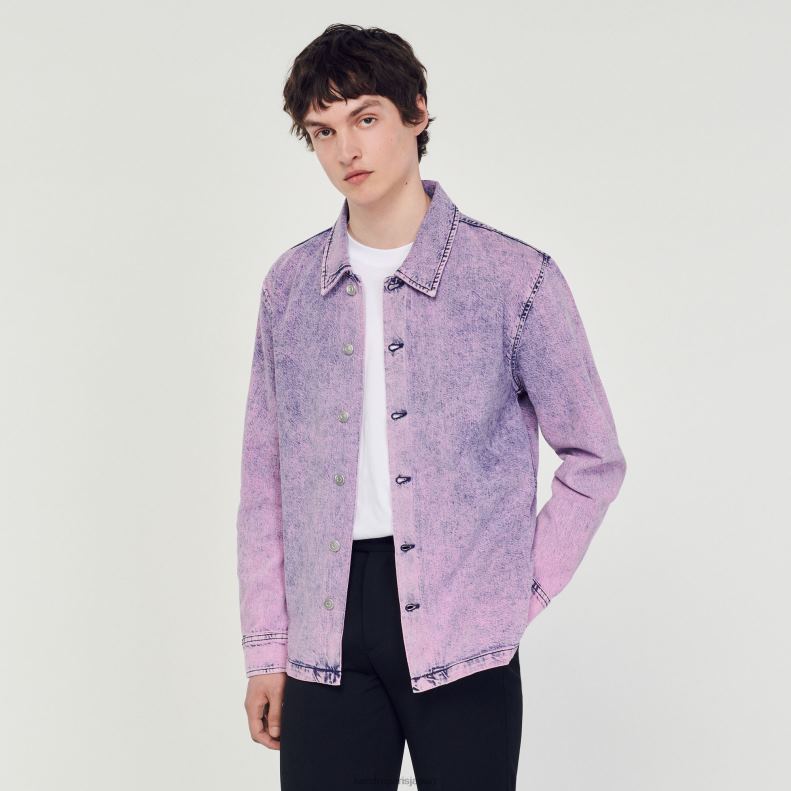 jp Sandro Paris 男性 色あせたワーカージャケット ピンク 20D4B584 衣服