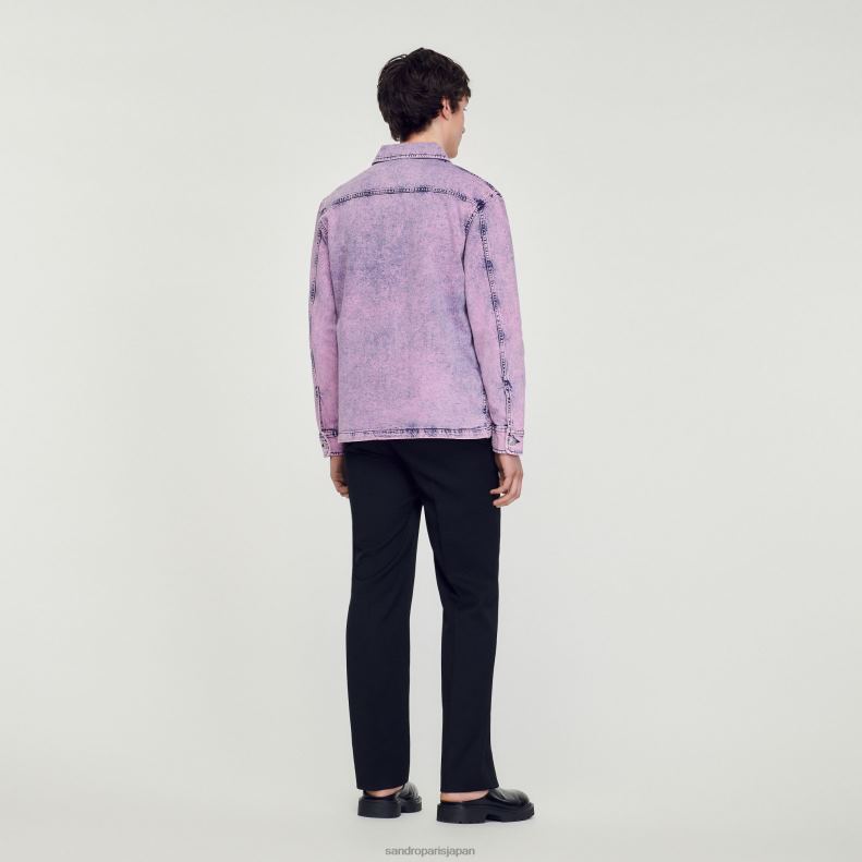 jp Sandro Paris 男性 色あせたワーカージャケット ピンク 20D4B584 衣服