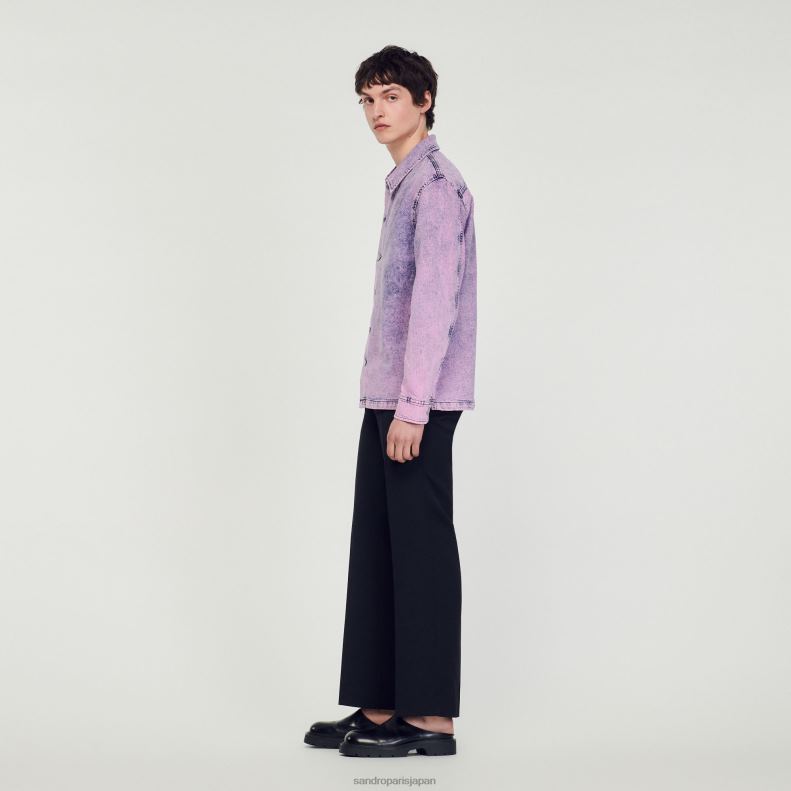 jp Sandro Paris 男性 色あせたワーカージャケット ピンク 20D4B584 衣服