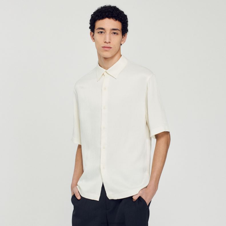 jp Sandro Paris 男性 半袖シャツ 生成り 20D4B589 衣服