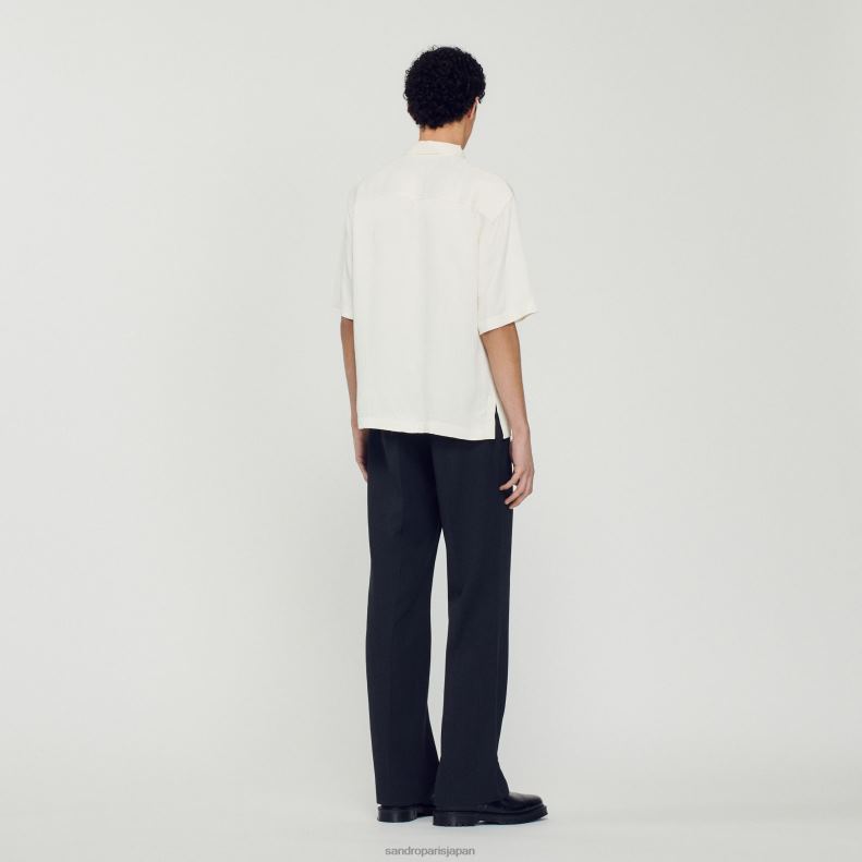 jp Sandro Paris 男性 半袖シャツ 生成り 20D4B589 衣服