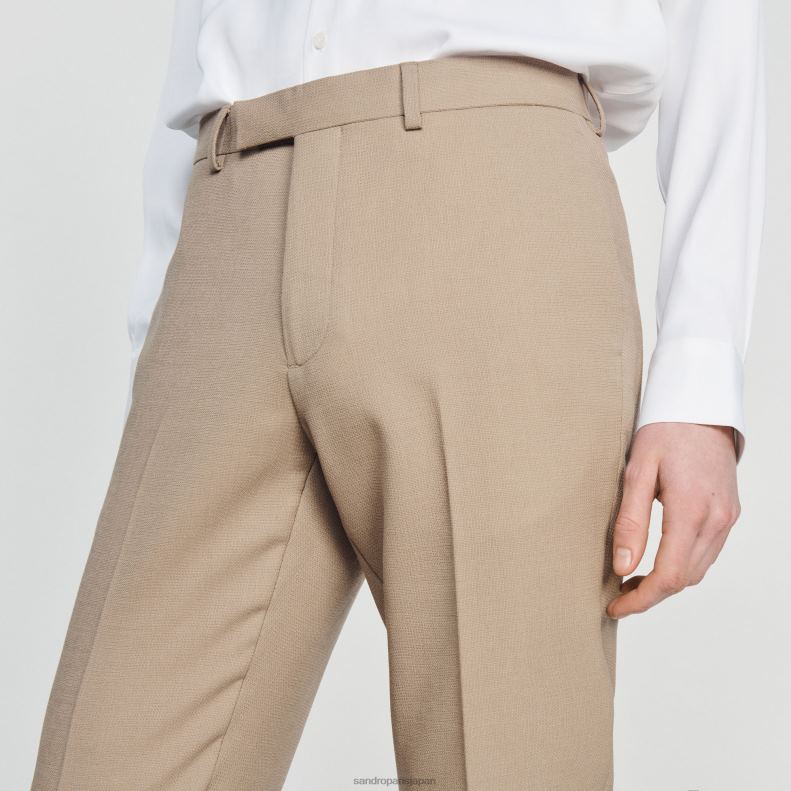 jp Sandro Paris 男性 ウールスーツのズボン ベージュ 20D4B590 衣服