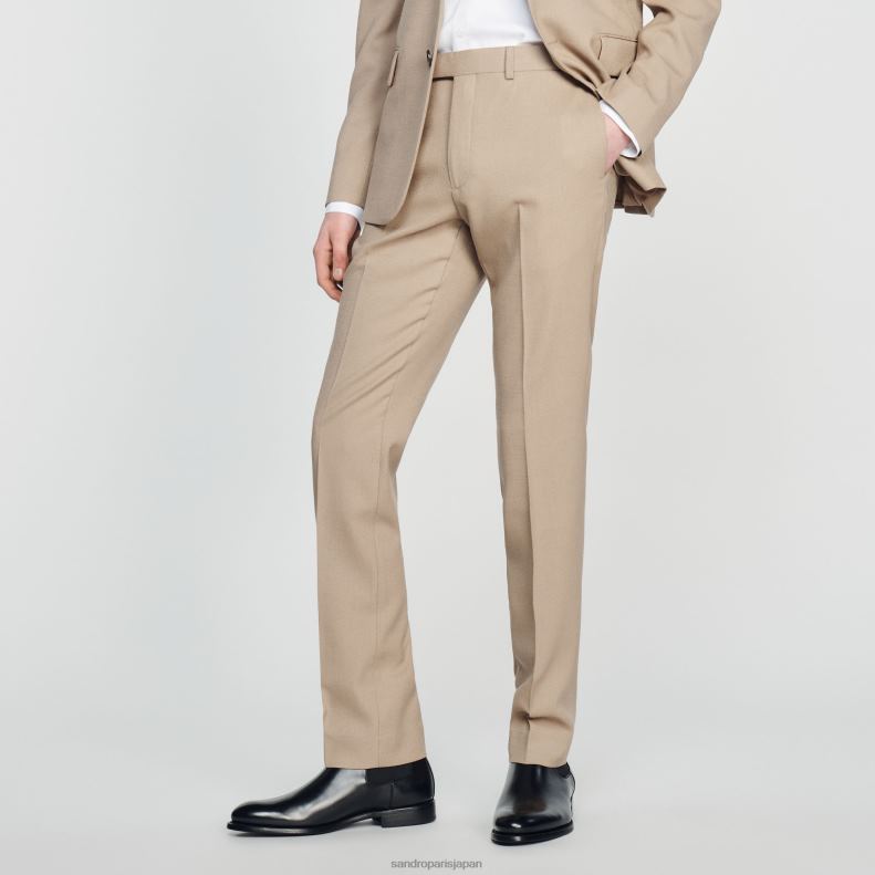 jp Sandro Paris 男性 ウールスーツのズボン ベージュ 20D4B590 衣服