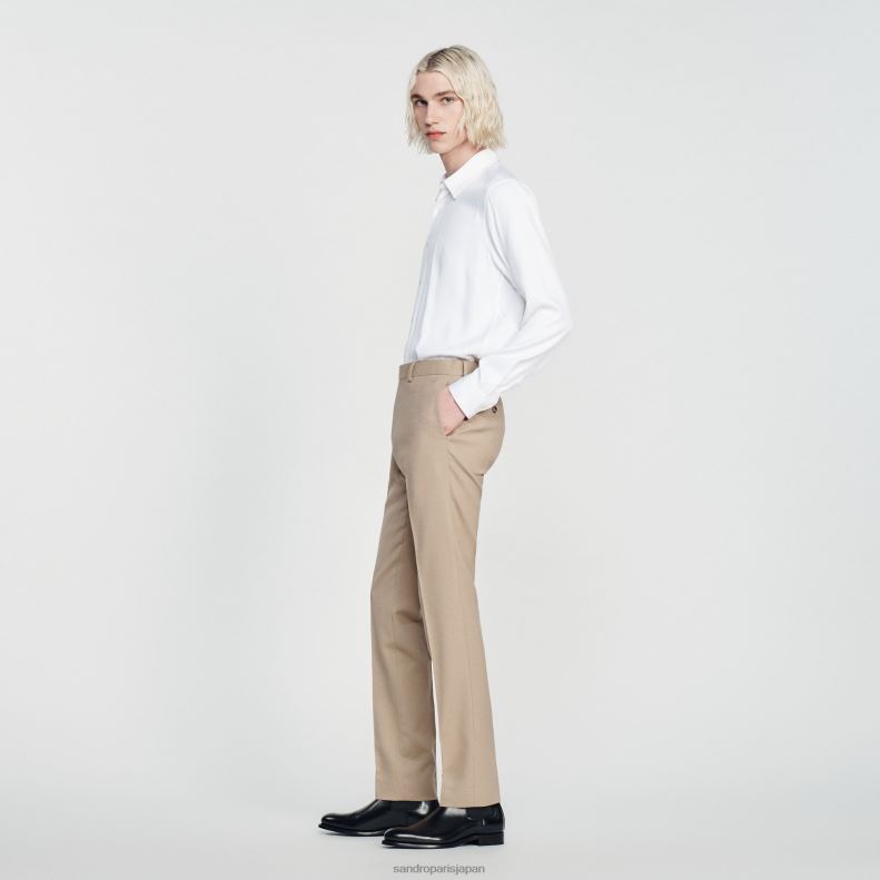 jp Sandro Paris 男性 ウールスーツのズボン ベージュ 20D4B590 衣服