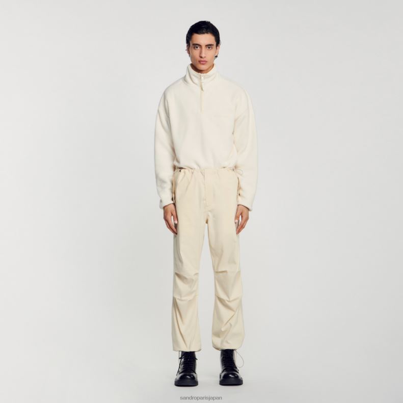 jp Sandro Paris 男性 パラシュートパンツ 生成り 20D4B593 衣服