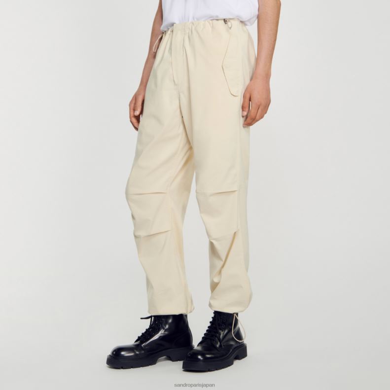 jp Sandro Paris 男性 パラシュートパンツ 生成り 20D4B593 衣服