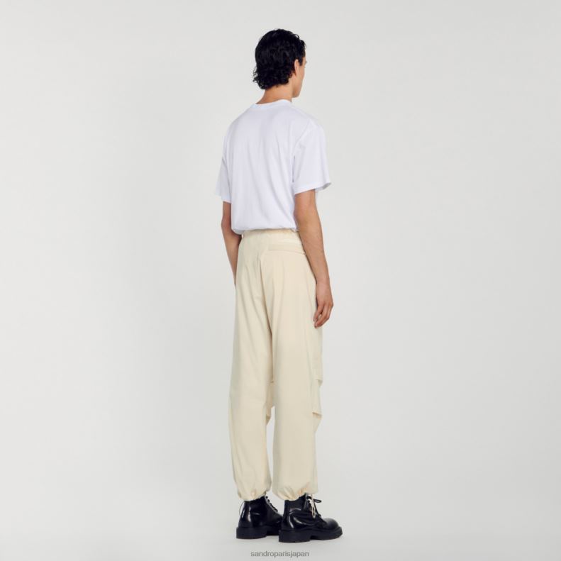 jp Sandro Paris 男性 パラシュートパンツ 生成り 20D4B593 衣服
