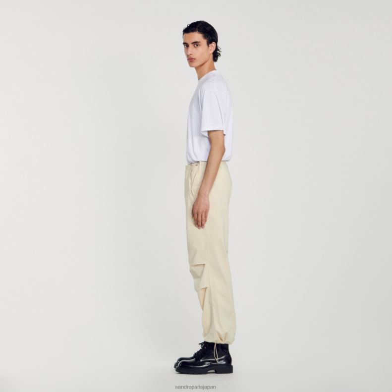 jp Sandro Paris 男性 パラシュートパンツ 生成り 20D4B593 衣服