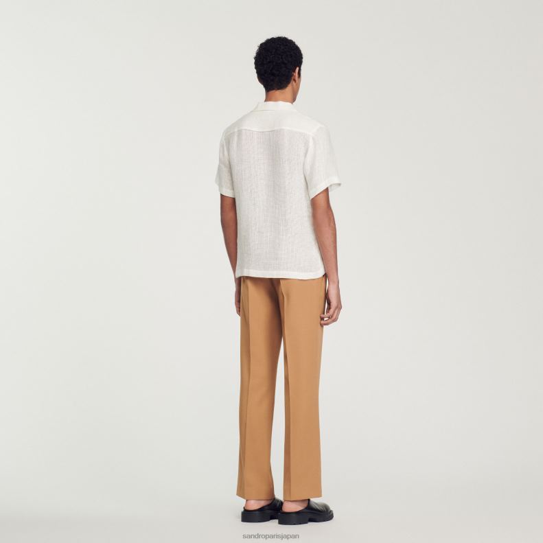 jp Sandro Paris 男性 半袖シャツ 生成り 20D4B595 衣服