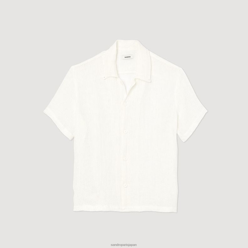 jp Sandro Paris 男性 半袖シャツ 生成り 20D4B595 衣服