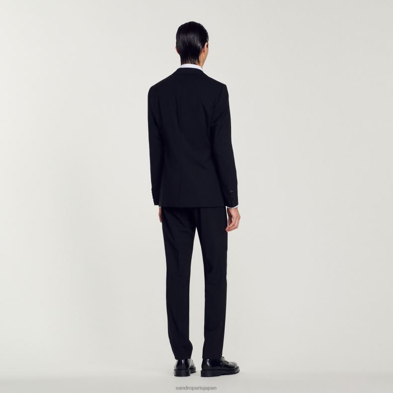 jp Sandro Paris 男性 バージンウールのスーツジャケット 黒 20D4B596 衣服