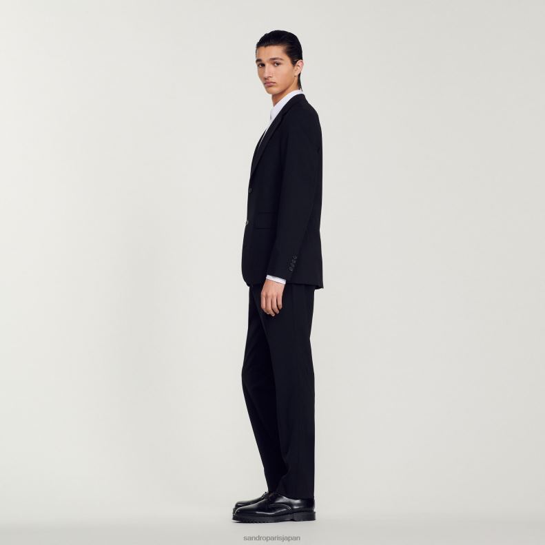 jp Sandro Paris 男性 バージンウールのスーツジャケット 黒 20D4B596 衣服
