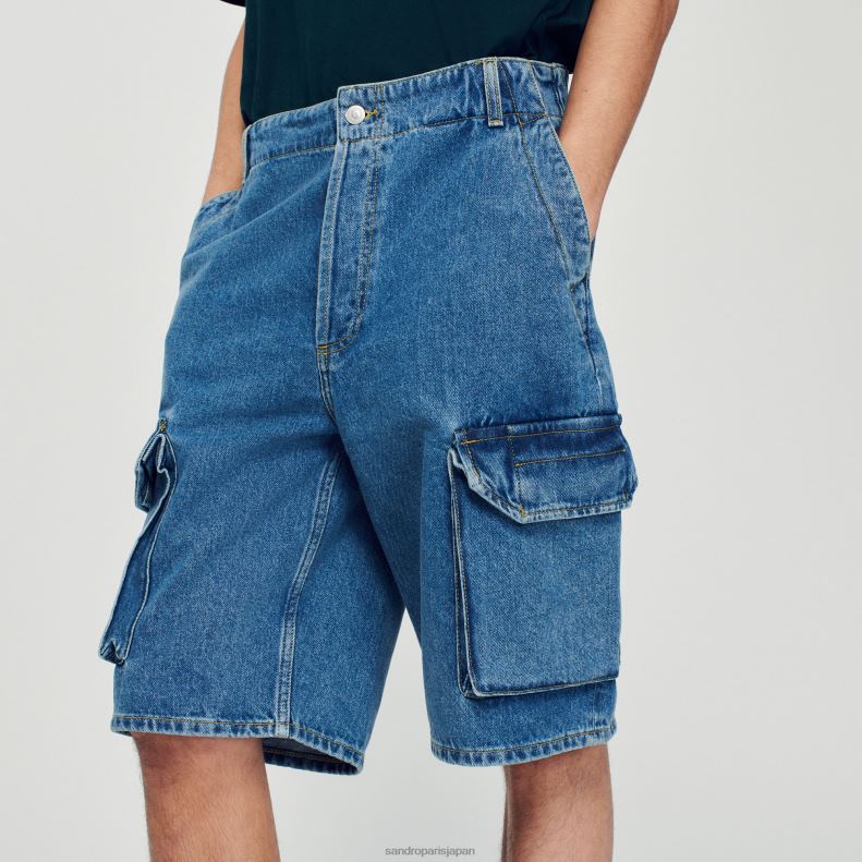 jp Sandro Paris 男性 バギーデニムショートパンツ ヴィンテージブルー 20D4B600 衣服