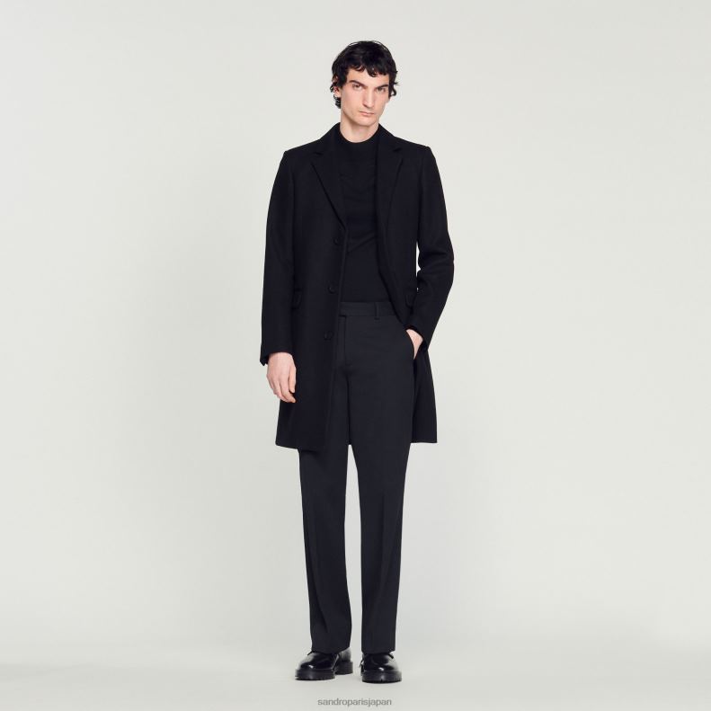 jp Sandro Paris 男性 羊毛のコート 黒 20D4B605 衣服