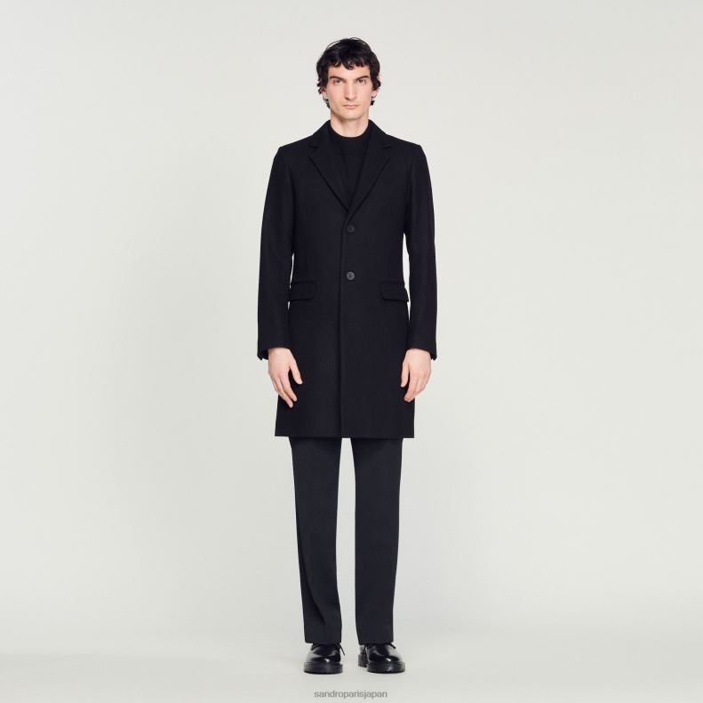 jp Sandro Paris 男性 羊毛のコート 黒 20D4B605 衣服