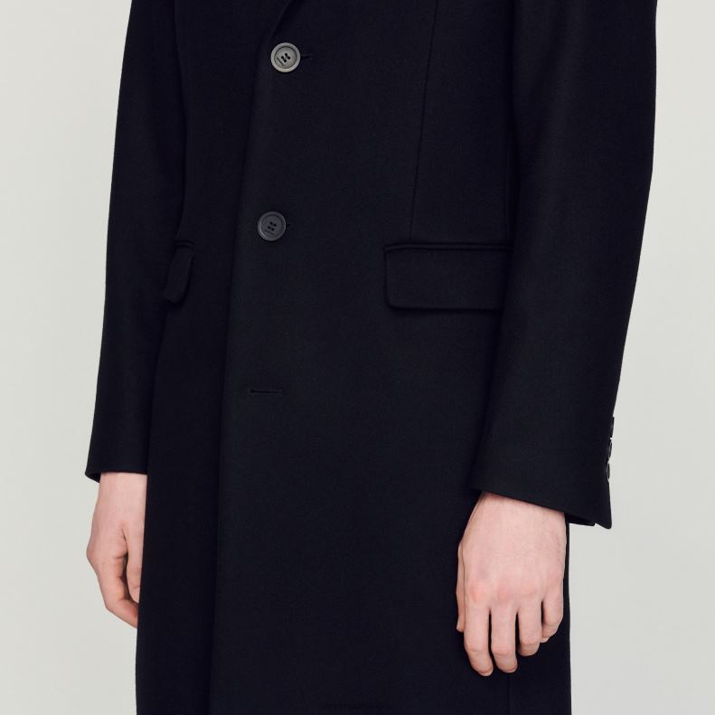 jp Sandro Paris 男性 羊毛のコート 黒 20D4B605 衣服