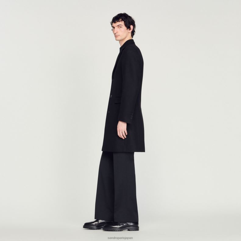 jp Sandro Paris 男性 羊毛のコート 黒 20D4B605 衣服
