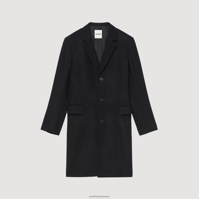 jp Sandro Paris 男性 羊毛のコート 黒 20D4B605 衣服