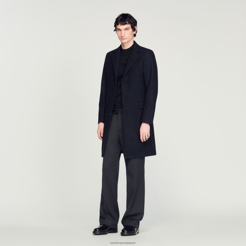 jp Sandro Paris 男性 羊毛のコート ネイビーブルー 20D4B606 衣服