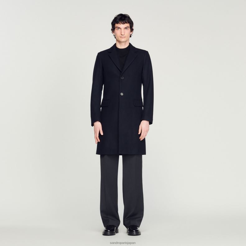 jp Sandro Paris 男性 羊毛のコート ネイビーブルー 20D4B606 衣服