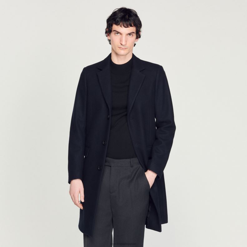 jp Sandro Paris 男性 羊毛のコート ネイビーブルー 20D4B606 衣服