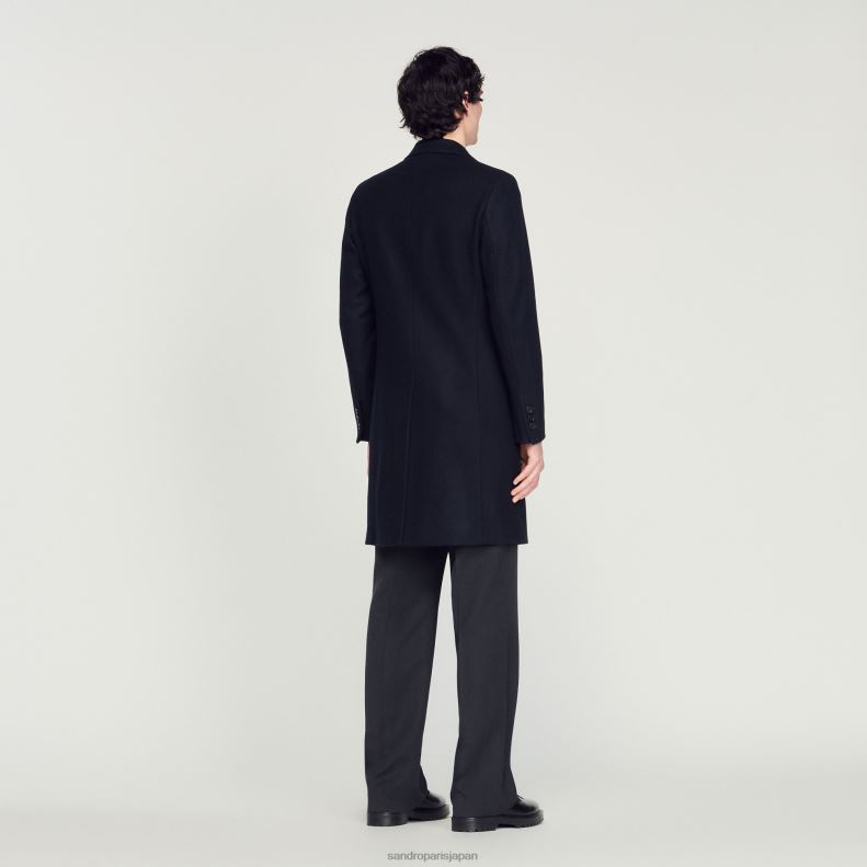 jp Sandro Paris 男性 羊毛のコート ネイビーブルー 20D4B606 衣服