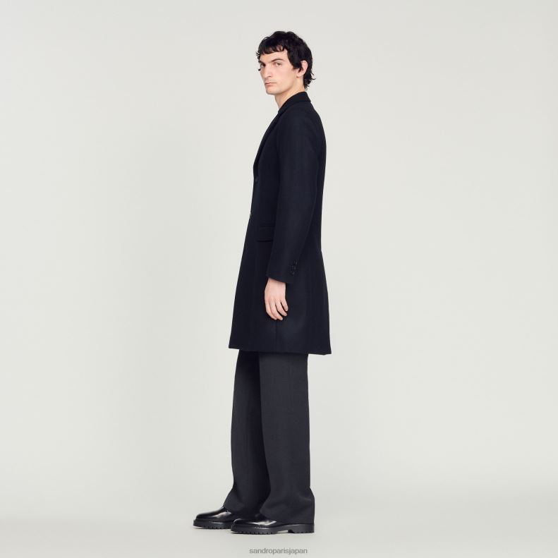 jp Sandro Paris 男性 羊毛のコート ネイビーブルー 20D4B606 衣服