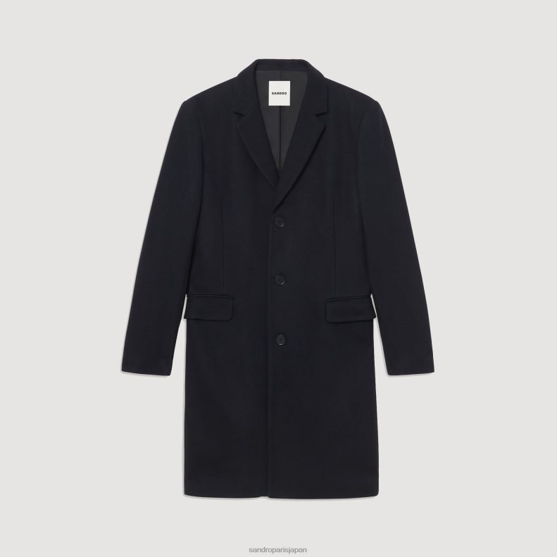 jp Sandro Paris 男性 羊毛のコート ネイビーブルー 20D4B606 衣服