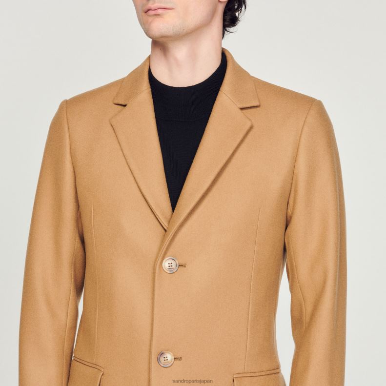 jp Sandro Paris 男性 羊毛のコート ベージュ 20D4B607 衣服