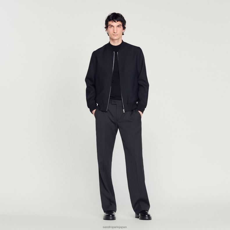 jp Sandro Paris 男性 ウールスタジャン ネイビーブルー 20D4B608 衣服