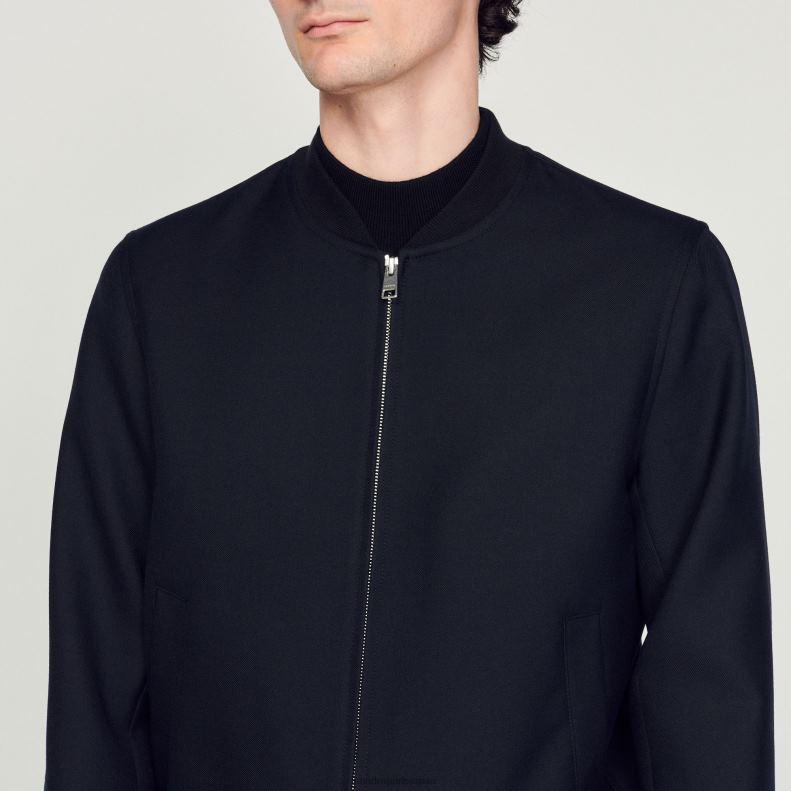 jp Sandro Paris 男性 ウールスタジャン ネイビーブルー 20D4B608 衣服