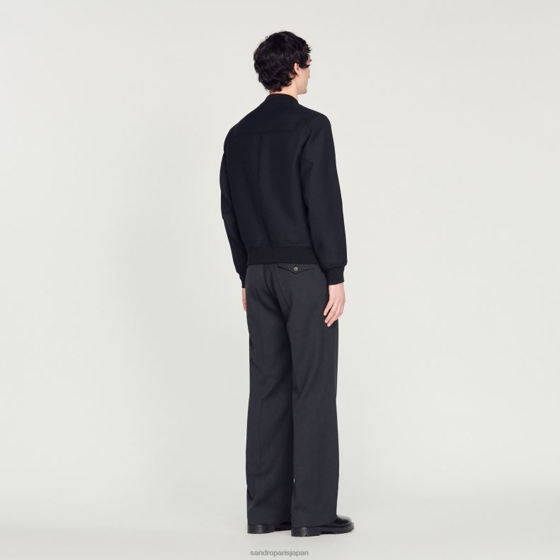jp Sandro Paris 男性 ウールスタジャン ネイビーブルー 20D4B608 衣服