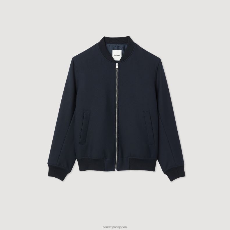 jp Sandro Paris 男性 ウールスタジャン ネイビーブルー 20D4B608 衣服