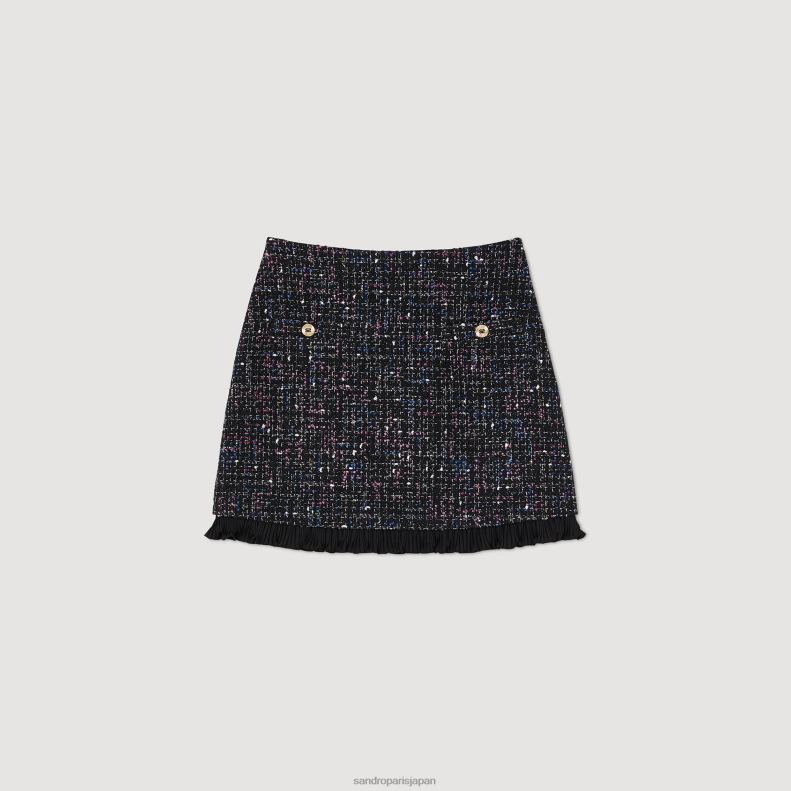 jp Sandro Paris 女性 ショートツイードスカート ブラン/ブルー 20D4B61 衣服