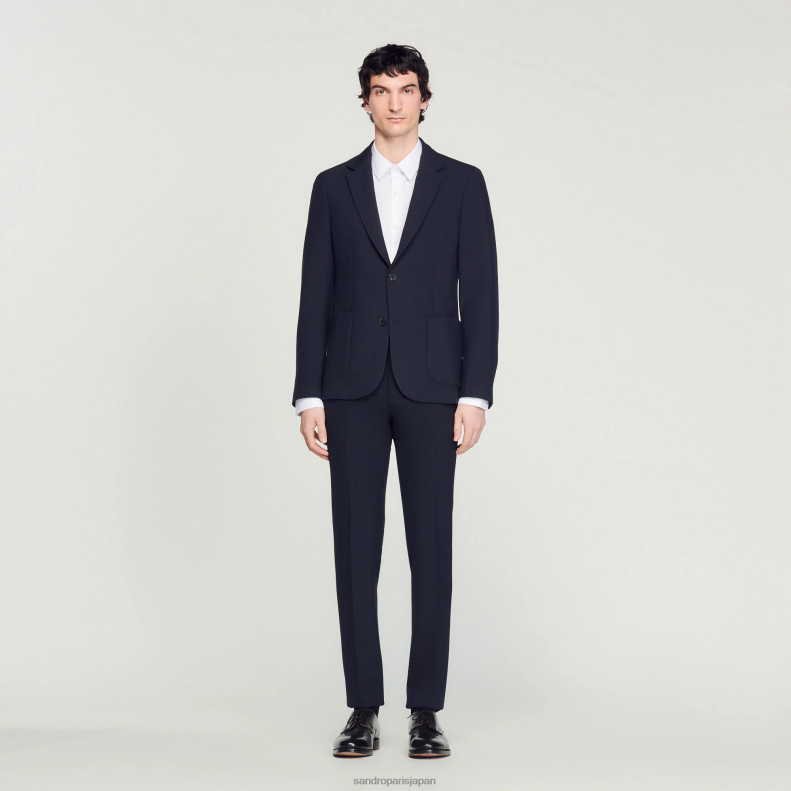 jp Sandro Paris 男性 アンストラクチャースーツジャケット ネイビーブルー 20D4B610 衣服