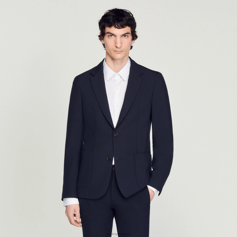 jp Sandro Paris 男性 アンストラクチャースーツジャケット ネイビーブルー 20D4B610 衣服