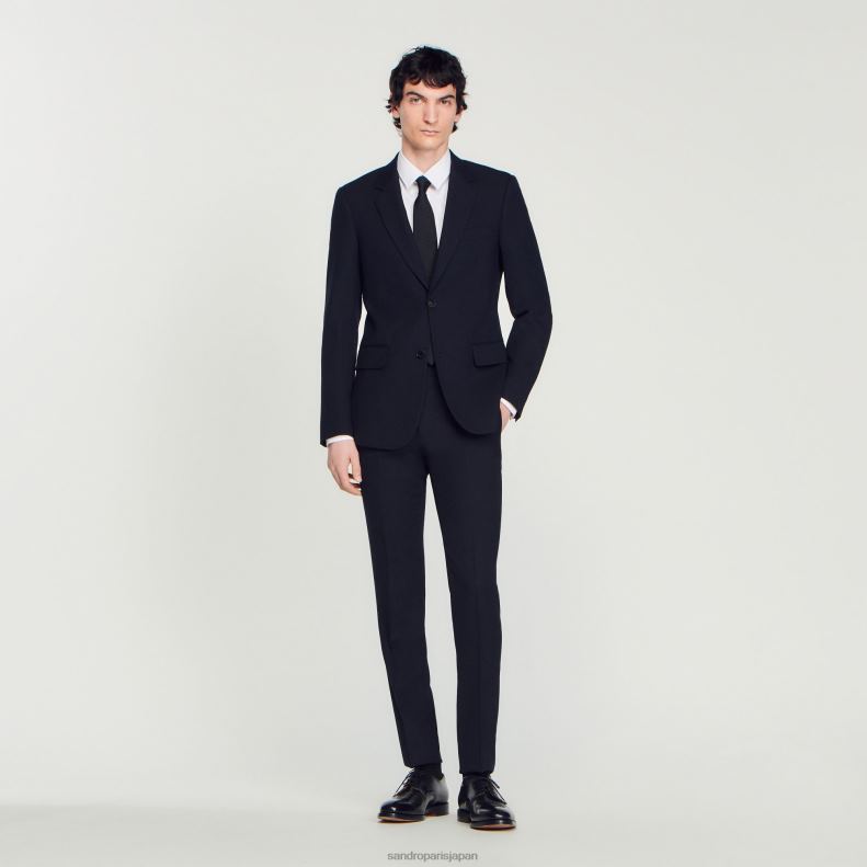 jp Sandro Paris 男性 ウールスーツジャケット ネイビーブルー 20D4B611 衣服