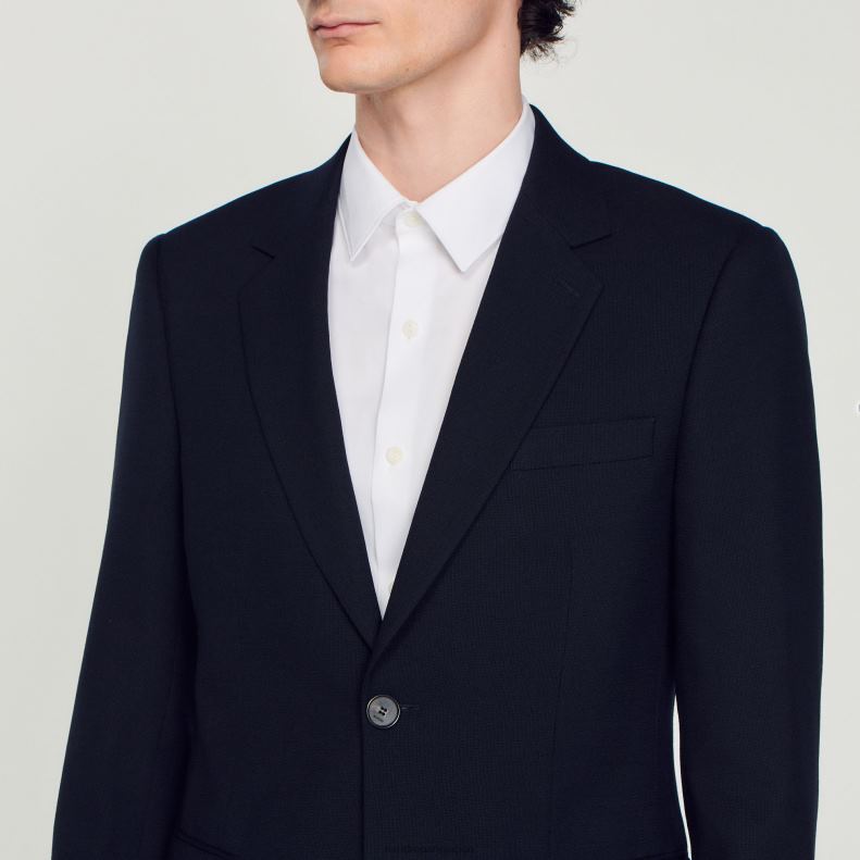jp Sandro Paris 男性 ウールスーツジャケット ネイビーブルー 20D4B611 衣服