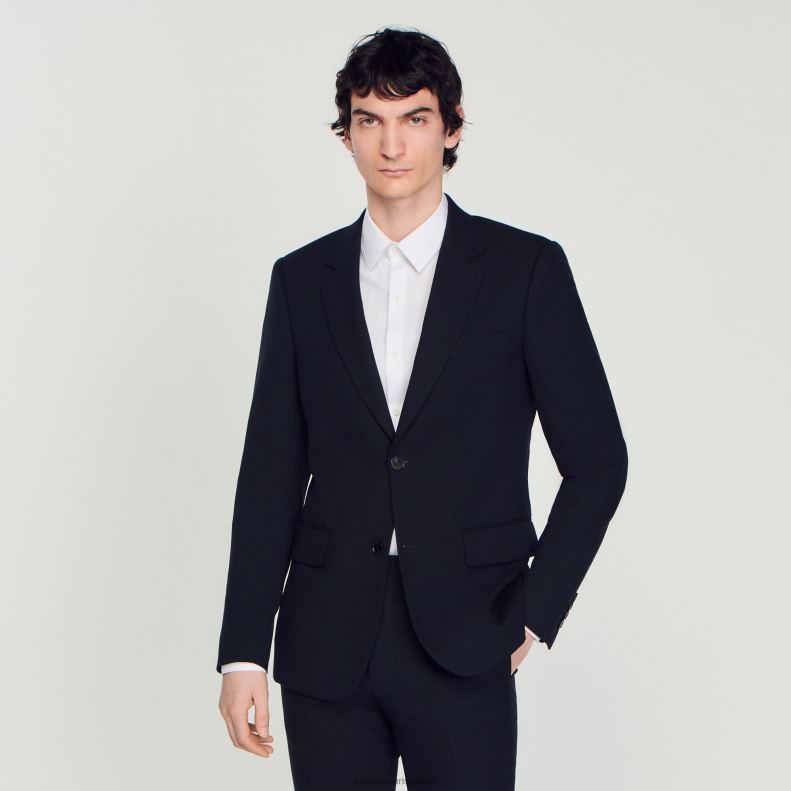 jp Sandro Paris 男性 ウールスーツジャケット ネイビーブルー 20D4B611 衣服