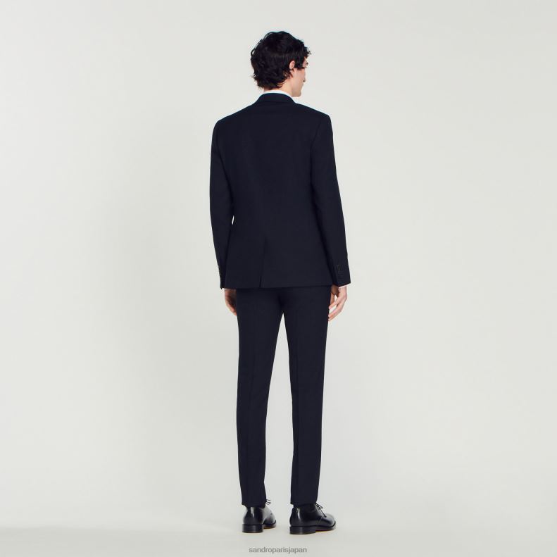 jp Sandro Paris 男性 ウールスーツジャケット ネイビーブルー 20D4B611 衣服