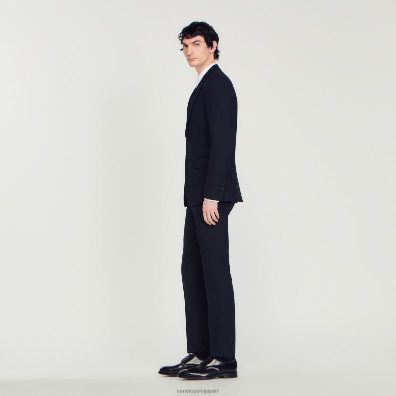 jp Sandro Paris 男性 ウールスーツジャケット ネイビーブルー 20D4B611 衣服