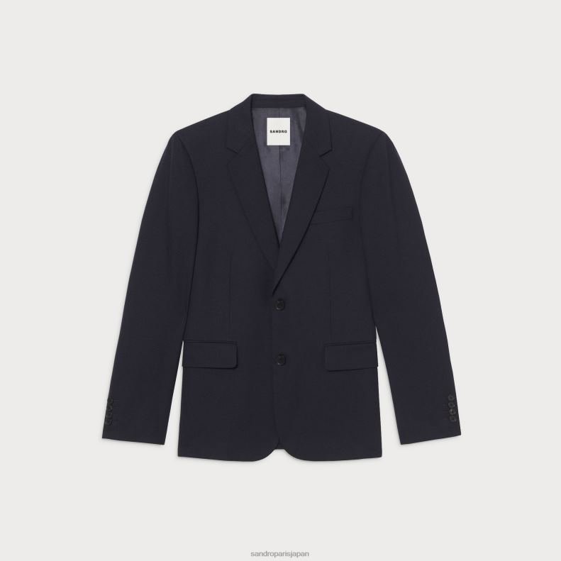 jp Sandro Paris 男性 ウールスーツジャケット ネイビーブルー 20D4B611 衣服